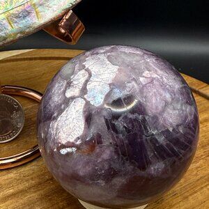 Lepidolite Purple Mica Sphere Flashy Natural Crystal 62.8mm 368.54g